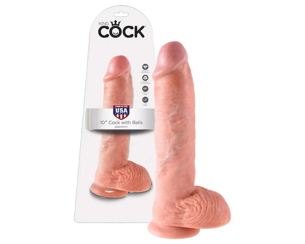 King Cock 10 herés nagy dildó (25 cm) - natúr akciós termékkép 1