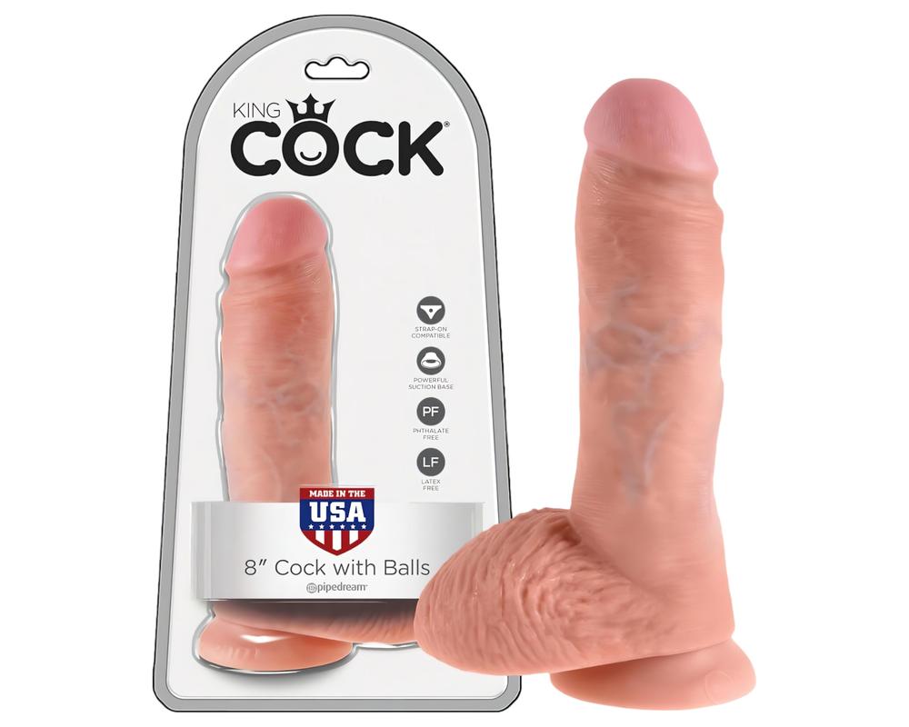  King Cock 8 herés dildó (20 cm) - natúr akciós termékkép 1