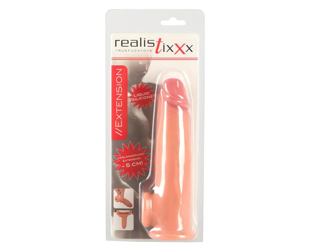 Realistixxx - heregyűrűs hosszabbító péniszköpeny - 19cm (natúr)