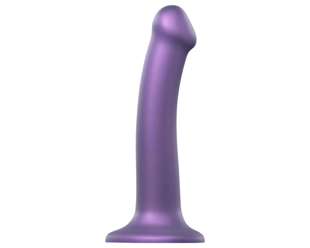  Strap-on-me Metallic Shine M - bőrbarát dildó (metál lila) akciós termékkép 1