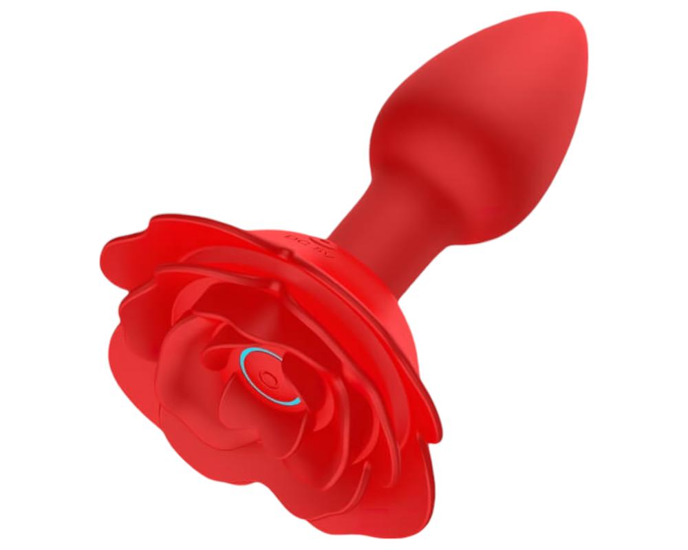  Lonely Rose Plug - akkus, rádiós anál vibrátor (piros) akciós termékkép 1