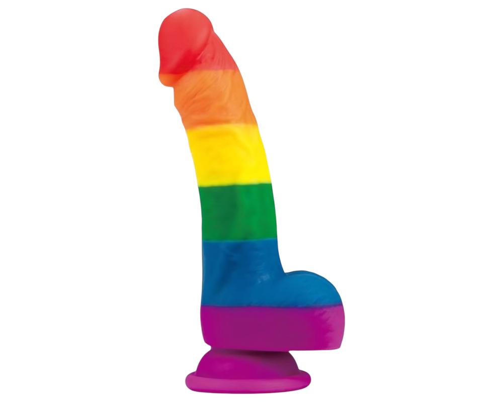  Lovetoy Prider - élethű likvid szilikon dildó - 19cm (szivárvány) akciós termékkép 1