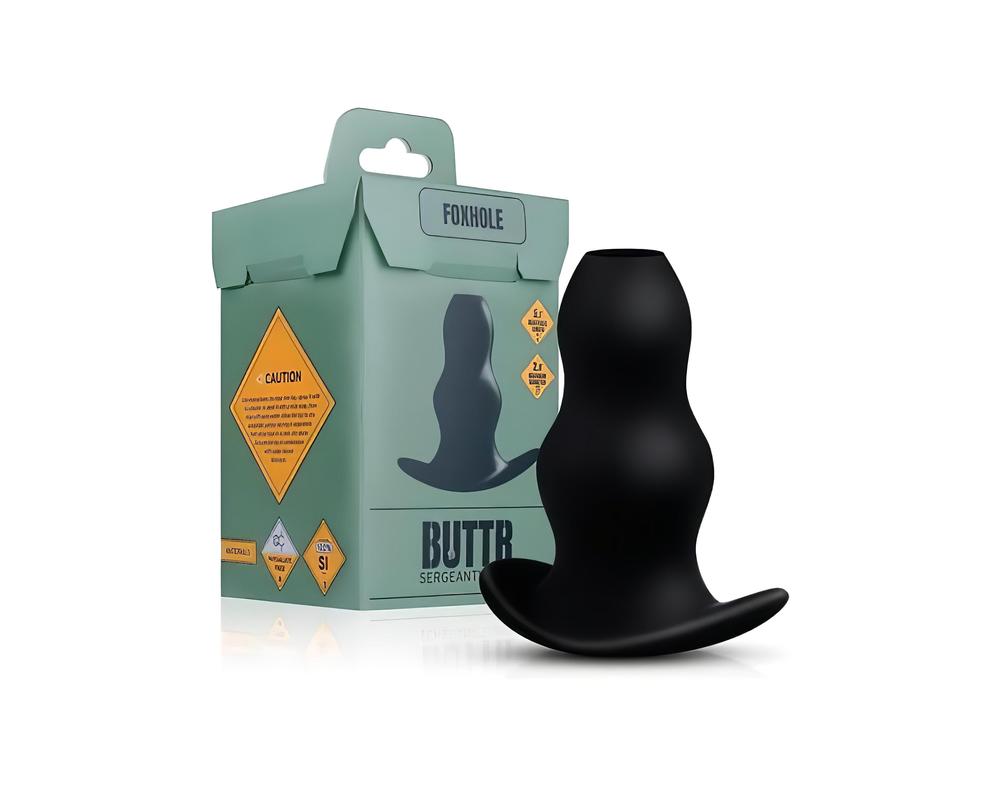  BUTTR Foxhole - üreges análtágító dildó (fekete) akciós termékkép 1