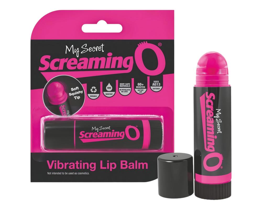  Screaming Lip Balm - rúzs vibrátor (fekete-pink) akciós termékkép 1